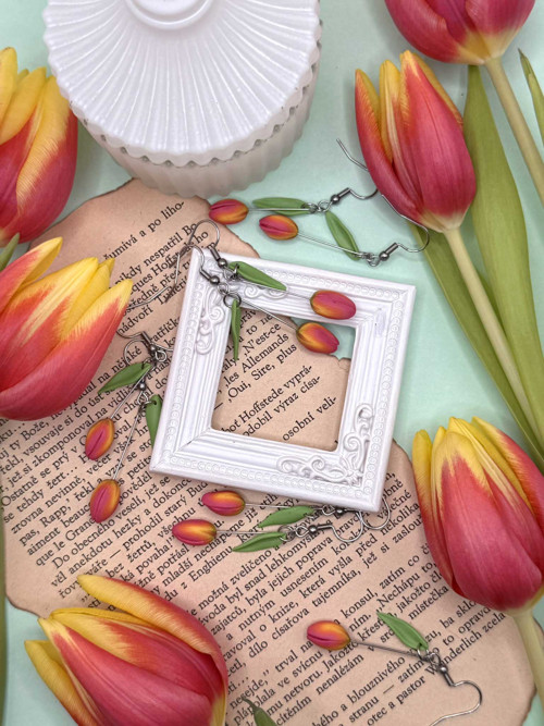 Náušnice tulipány visací — foto 4