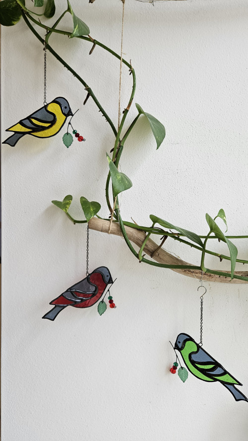 Ptačí štěstí — vitrážový suncatcher — foto 5