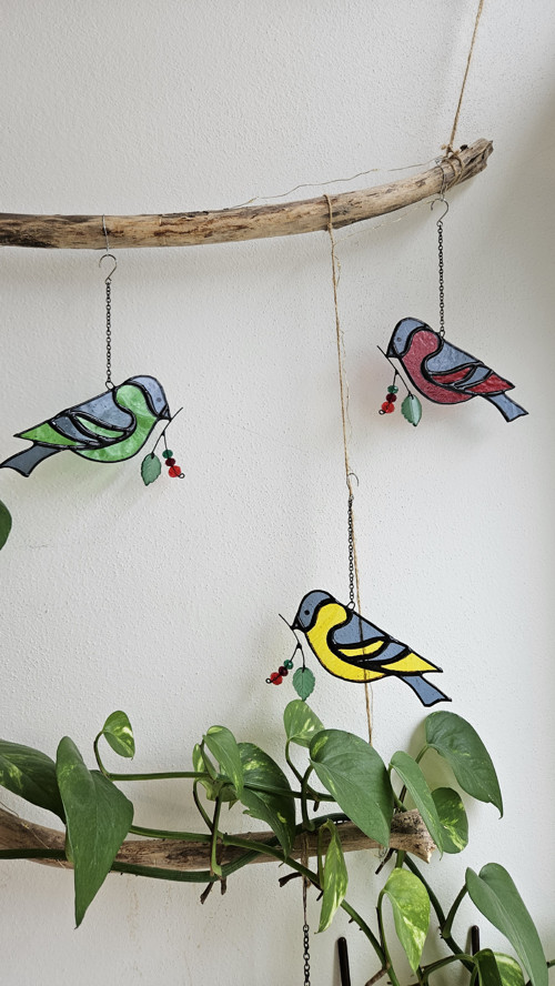 Ptačí štěstí — vitrážový suncatcher — foto 4