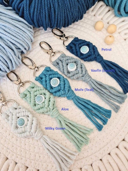 Klíčenka macramé MANDALA - barva Moře (Teal) — foto 2