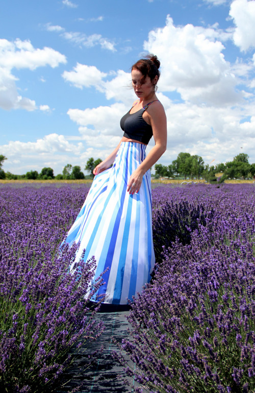 Blue stripes - maxi sukňa pasikatá — foto 4