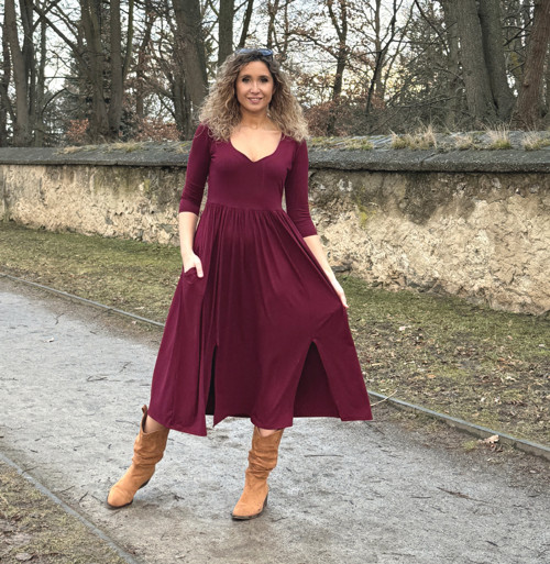 Šaty s rozparky vínové — foto 6