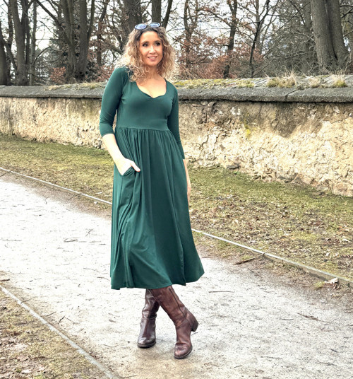 Šaty s rozparky tmavě zelené — foto 3