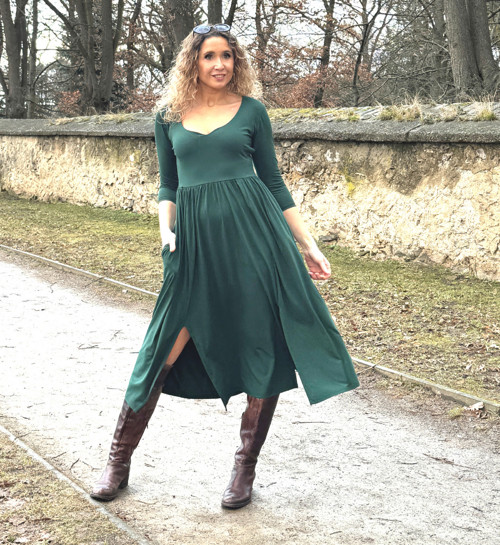 Šaty s rozparky tmavě zelené — foto 6