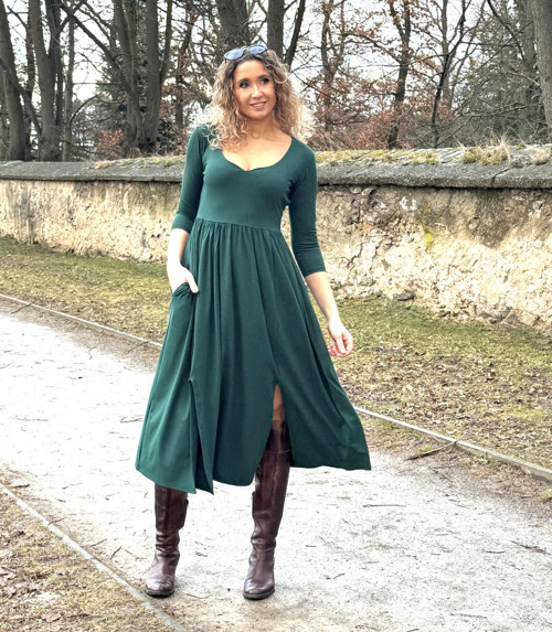 Šaty s rozparky tmavě zelené — foto 4