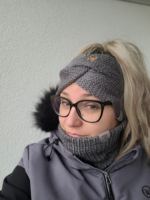 SET - Čelenka s nákrčníkem šedá — foto 3