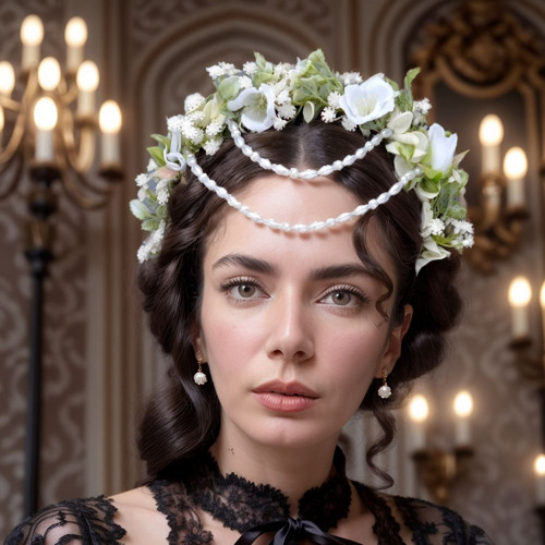 Květinová čelenka s perličkami — foto 3