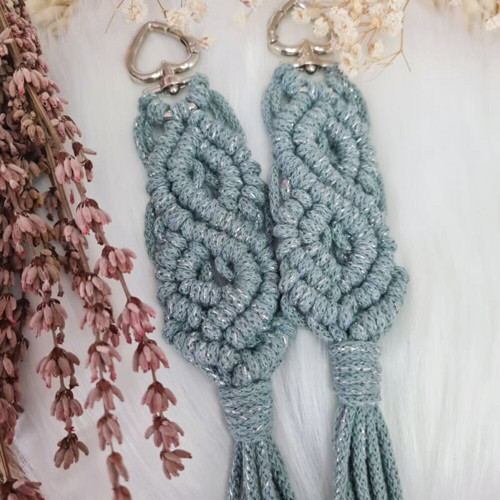 Klíčenka macramé BOHO - barva Vavřín — foto 2