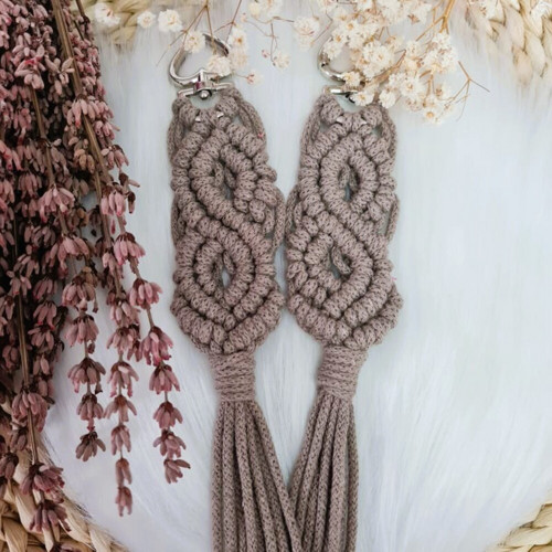 Klíčenka macramé BOHO - barva Káva — foto 2