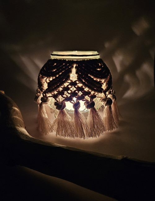 BOHO MACRAME SVÍCEN- LUCERNIČKA na postavení — foto 5