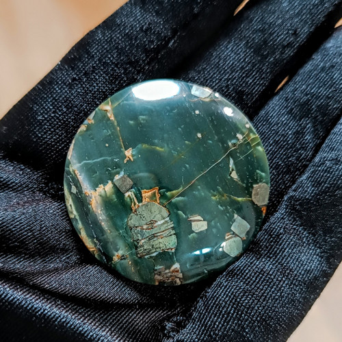 Jaspis s Pyritem, ID 5537, průměr 40 mm — foto 4