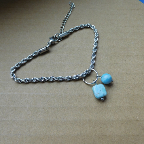 Náramek -nerez ocel, larimar — foto 4