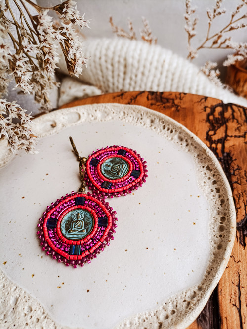 Madaba earrings n.49 - vyšívané náušnice — foto 2