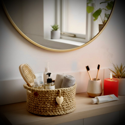 Háčkovaný jutový košík-boho ošatka — foto 5