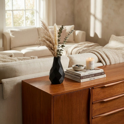 Designová geometrická váza - Černá — foto 2