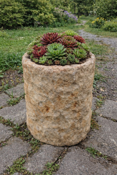 Kamenné kulaté květináče — foto 2