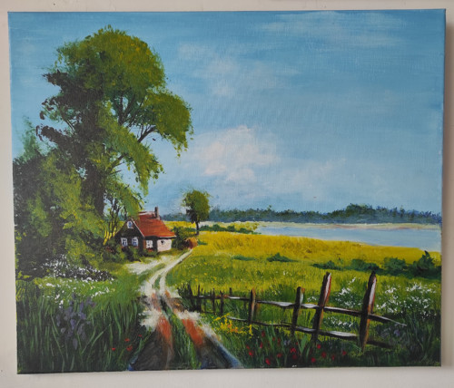 Domek u řeky 60x50 cm — foto 2