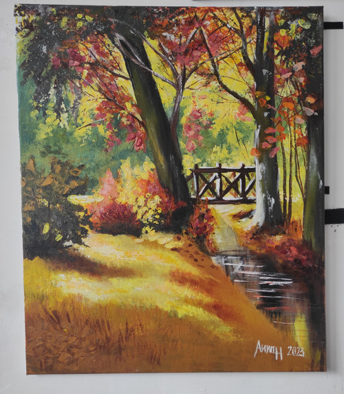Podzimní les – 40 × 40 cm — foto 2