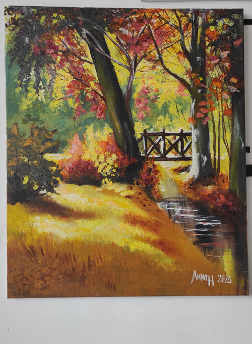 Podzimní les – 40 × 40 cm — foto 3