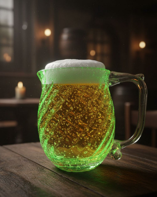 Fluorescenční svítící skleněný půllitr ZELENÝ — foto 4