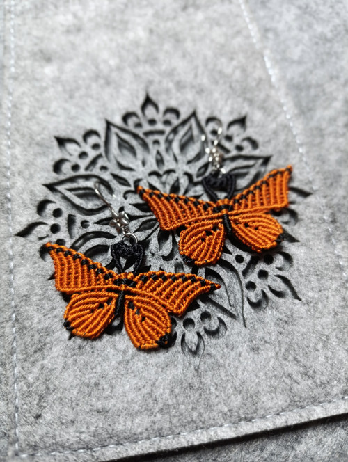 Macramé náušnice *butterfly* — foto 3