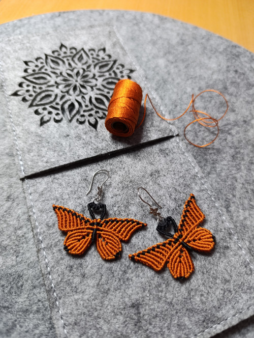 Macramé náušnice *butterfly* — foto 2