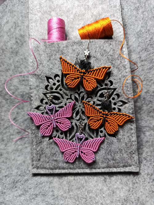 Macramé náušnice *butterfly* — foto 4