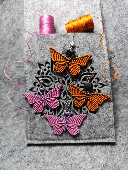 Macramé náušnice *butterfly* — foto 4