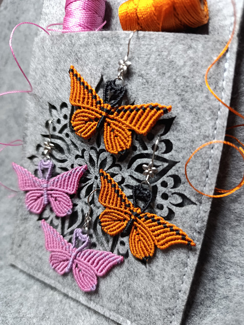 Macramé náušnice *butterfly* — foto 5