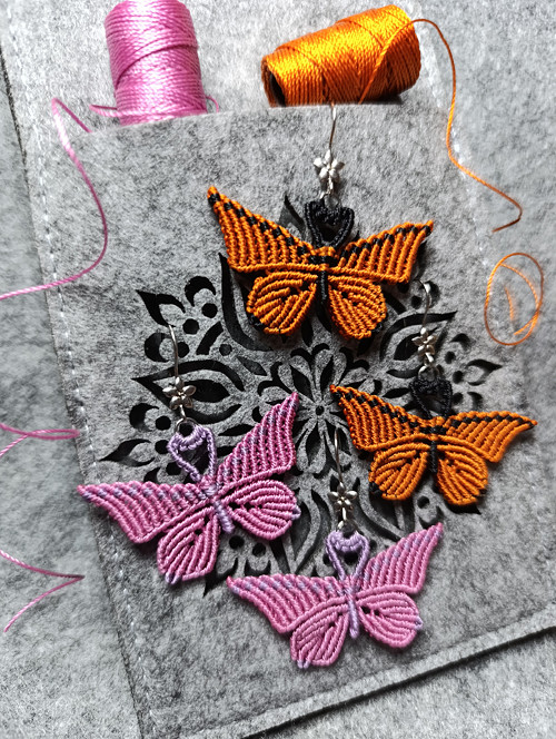 Macramé náušnice *butterfly* — foto 6