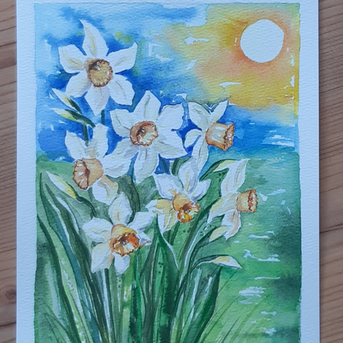 Narcisky ORIGINÁL AKVAREL — foto 4