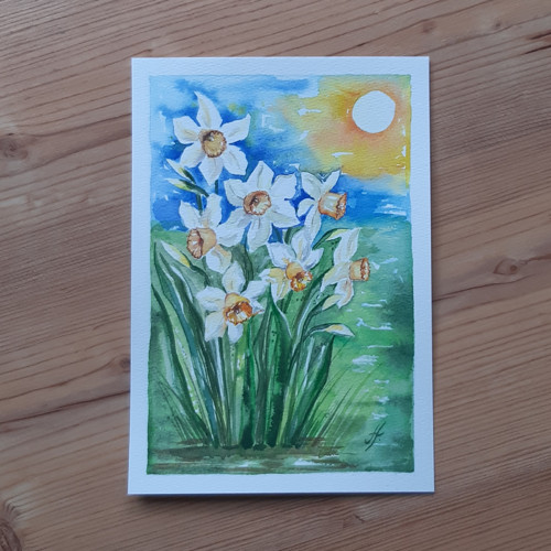 Narcisky ORIGINÁL AKVAREL — foto 2