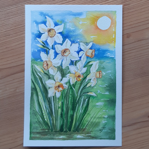 Narcisky ORIGINÁL AKVAREL — foto 3