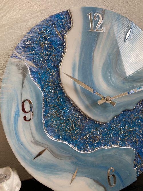 Designové hodiny „Deep Ocean & Silver“ 40 cm — foto 6