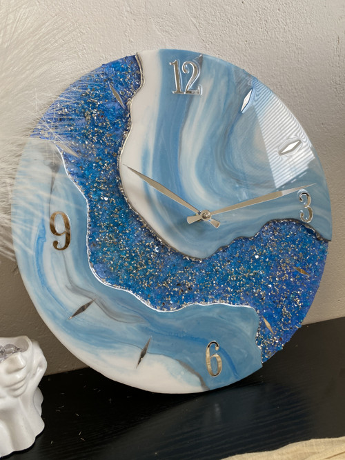 Designové hodiny „Deep Ocean & Silver“ 40 cm — foto 5
