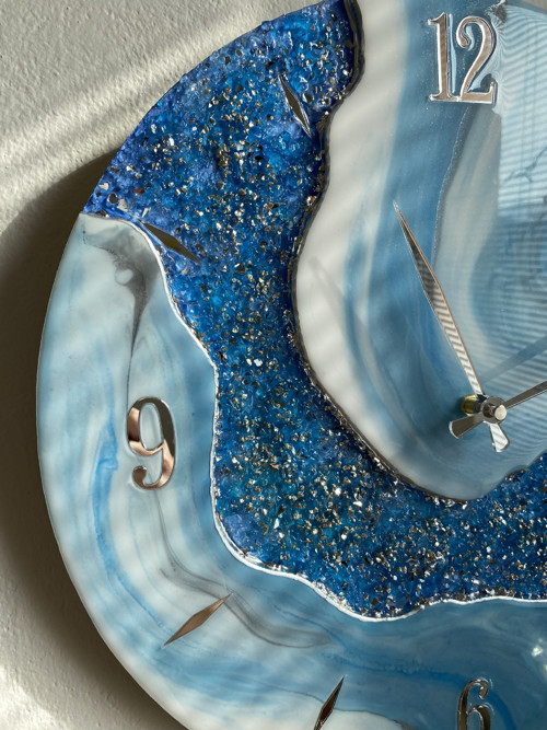 Designové hodiny „Deep Ocean & Silver“ 40 cm — foto 2