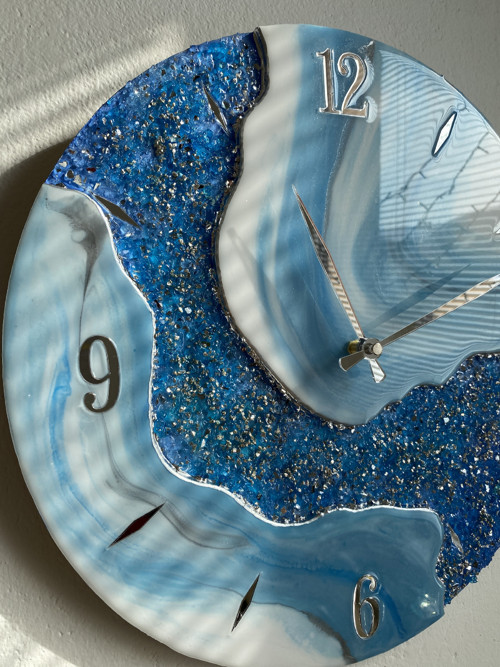 Designové hodiny „Deep Ocean & Silver“ 40 cm — foto 4