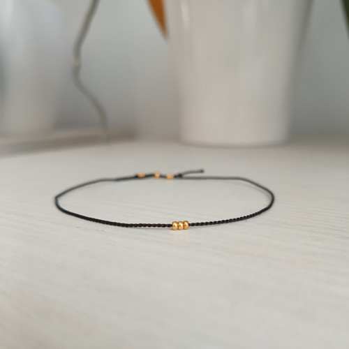 Náramek BASIC SILK (3) Luxury Gold ed. - black — foto 3