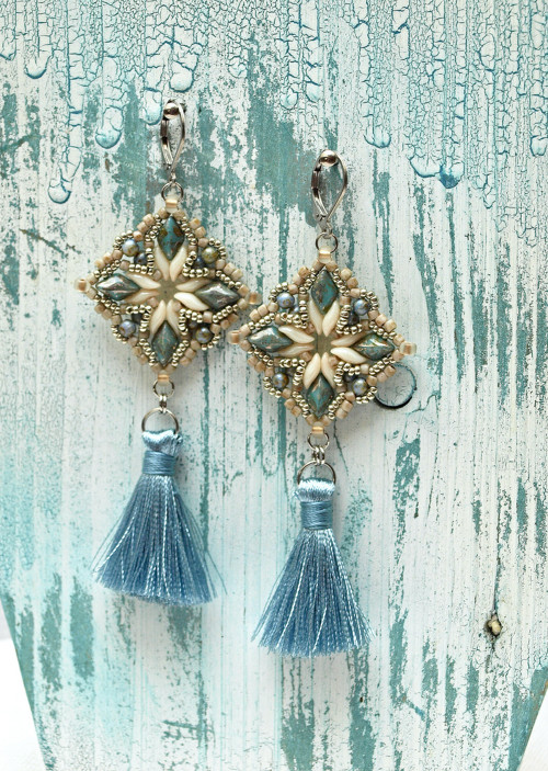 Náušnice Azuleios, korálkové, se střapci — foto 5