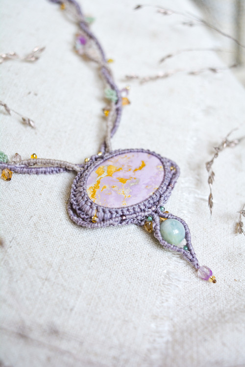 Macramé náhrdelník s fosfosideritem - Eamíer — foto 2