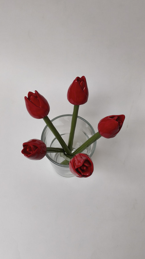 Keramický tulipán - červený — foto 2