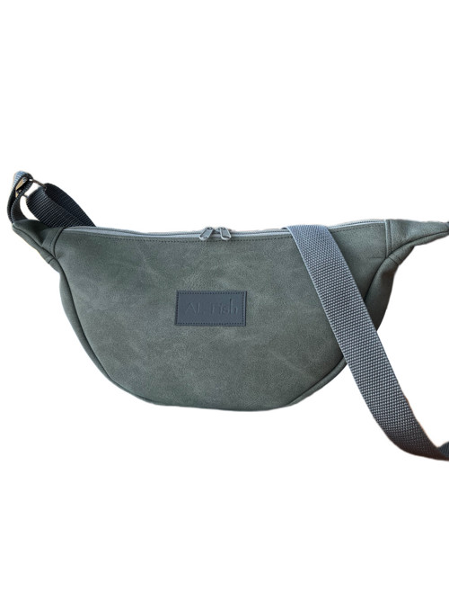 FLOW crossbody ledvinka zelenošedá — foto 2