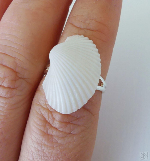 Handmade prsteň - biela morská mušľa 2 — foto 2