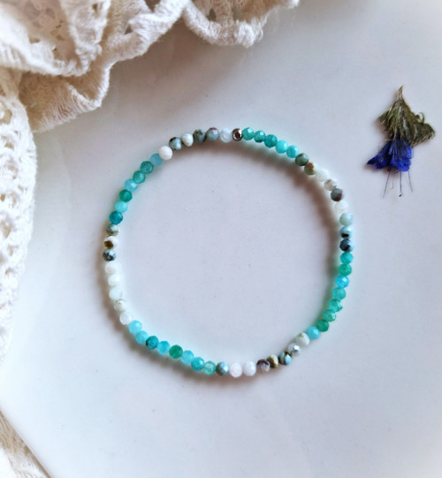 Ombré náramek*larimar*amazonit*broušený — foto 2