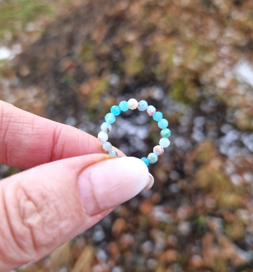 Ombré prsten*larimar*amazonit*broušený — foto 4