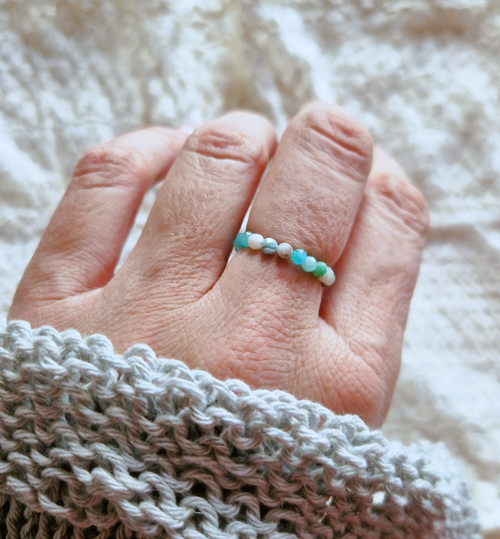 Ombré prsten*larimar*amazonit*broušený — foto 5