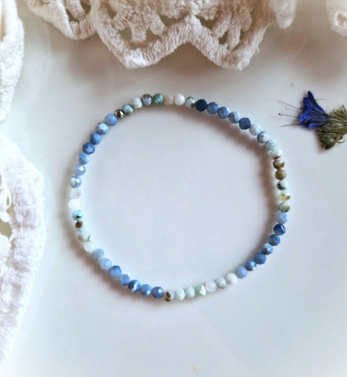 Ombré náramek*larimar*modrý opál*broušený — foto 3