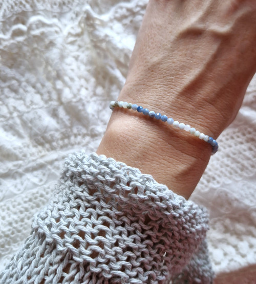 Ombré náramek*larimar*modrý opál*broušený — foto 5