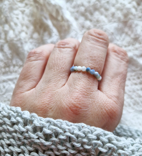 Ombré prsten*larimar*modrý opál*broušený — foto 6