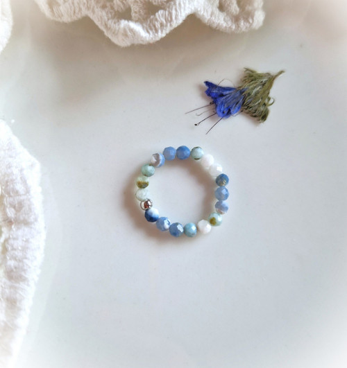 Ombré prsten*larimar*modrý opál*broušený — foto 4